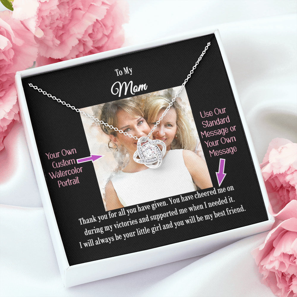 Love Knot Necklace with a Personalized Portrait for Her