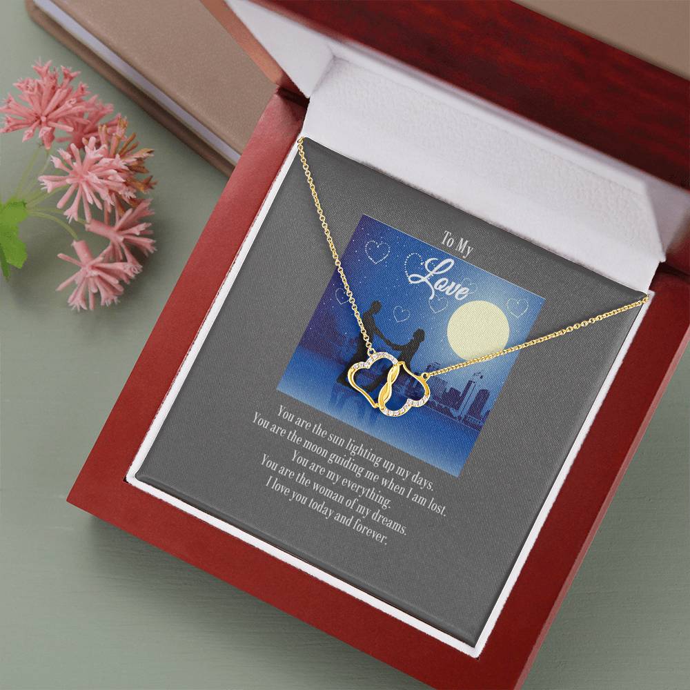 Stunning Necklace with Gold Hearts for Wife, Gift with Message Card