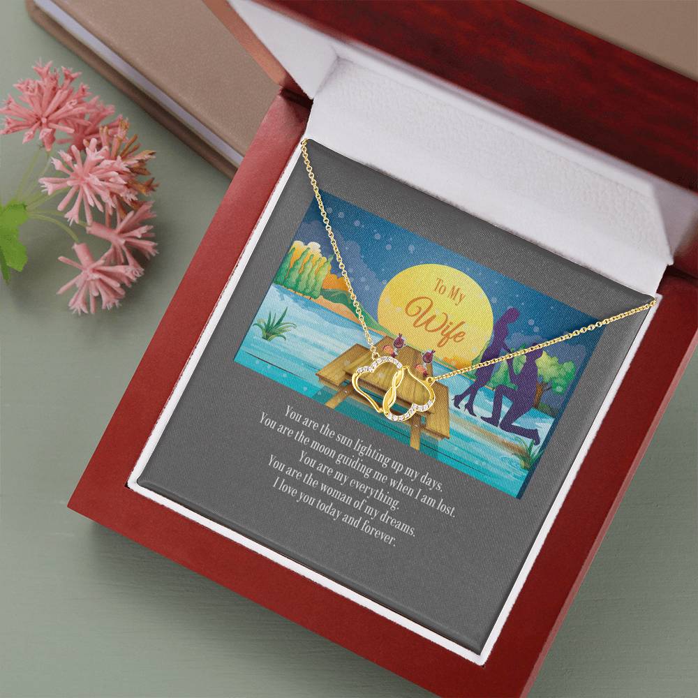 Stunning Necklace with Gold Hearts for Wife, Gift with Message Card