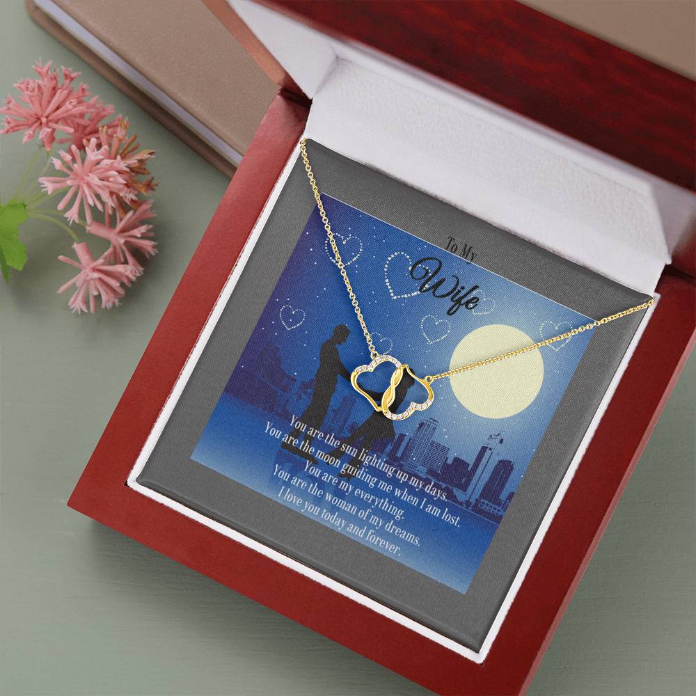 Stunning Necklace with Gold Hearts for Wife, Gift with Message Card