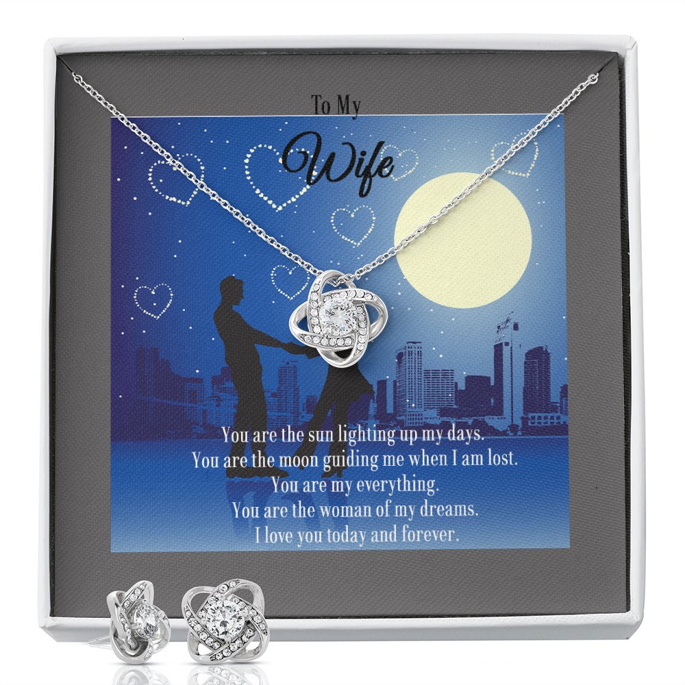 Elegant Love Knot Earring and Necklace Set for Wife