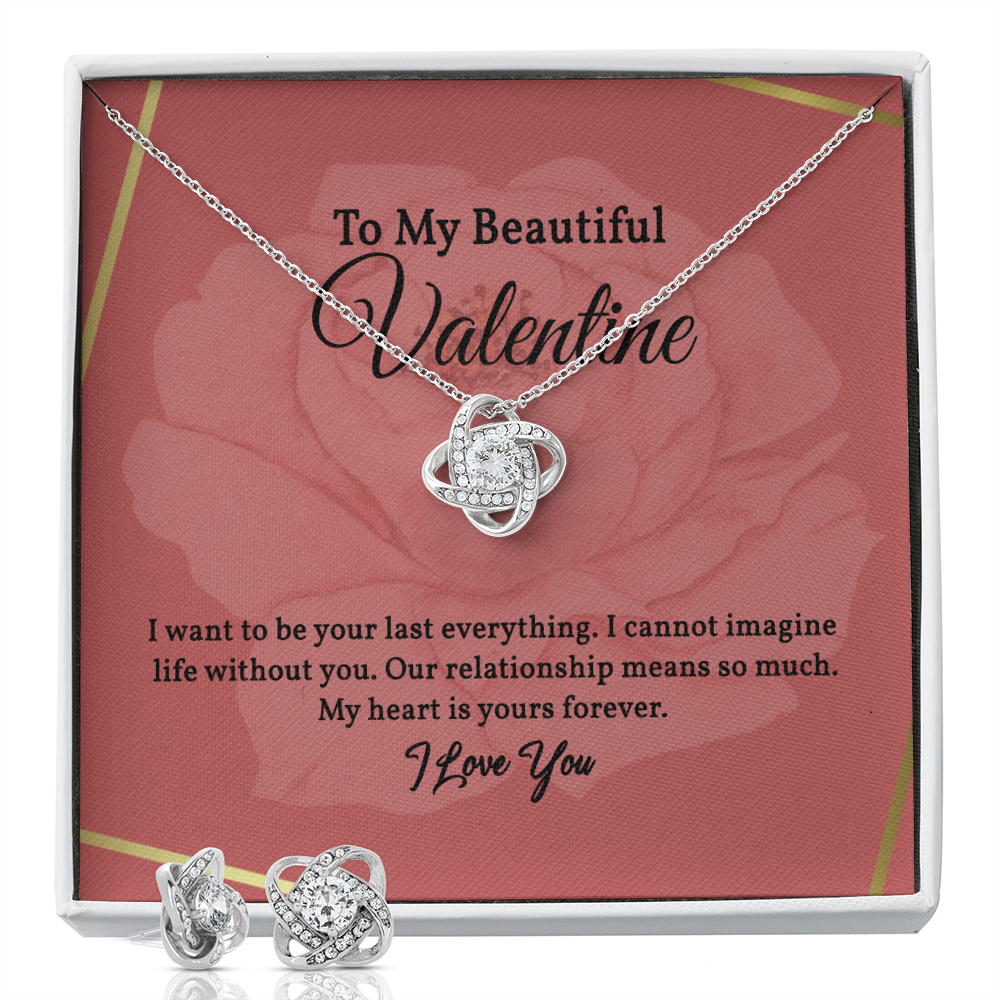 Elegant Love Knot Earring and Necklace Set for Wife