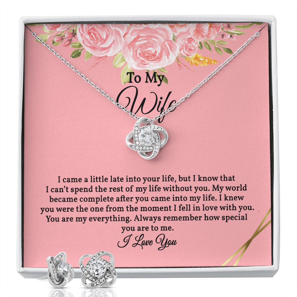 Elegant Love Knot Earring and Necklace Set for Wife