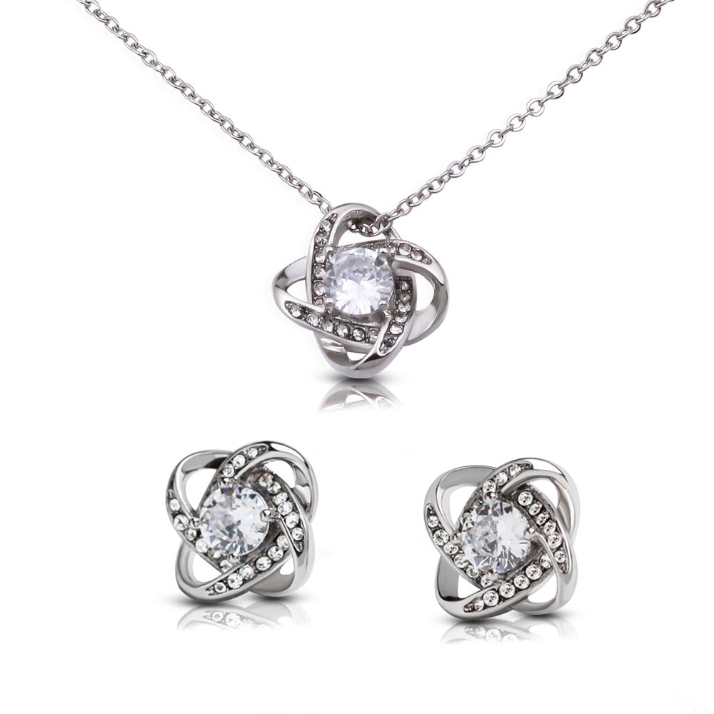 Elegant Love Knot Earring and Necklace Set for Wife