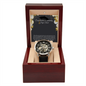 Men's Openwork Watch with Mahogany Style Luxury Box