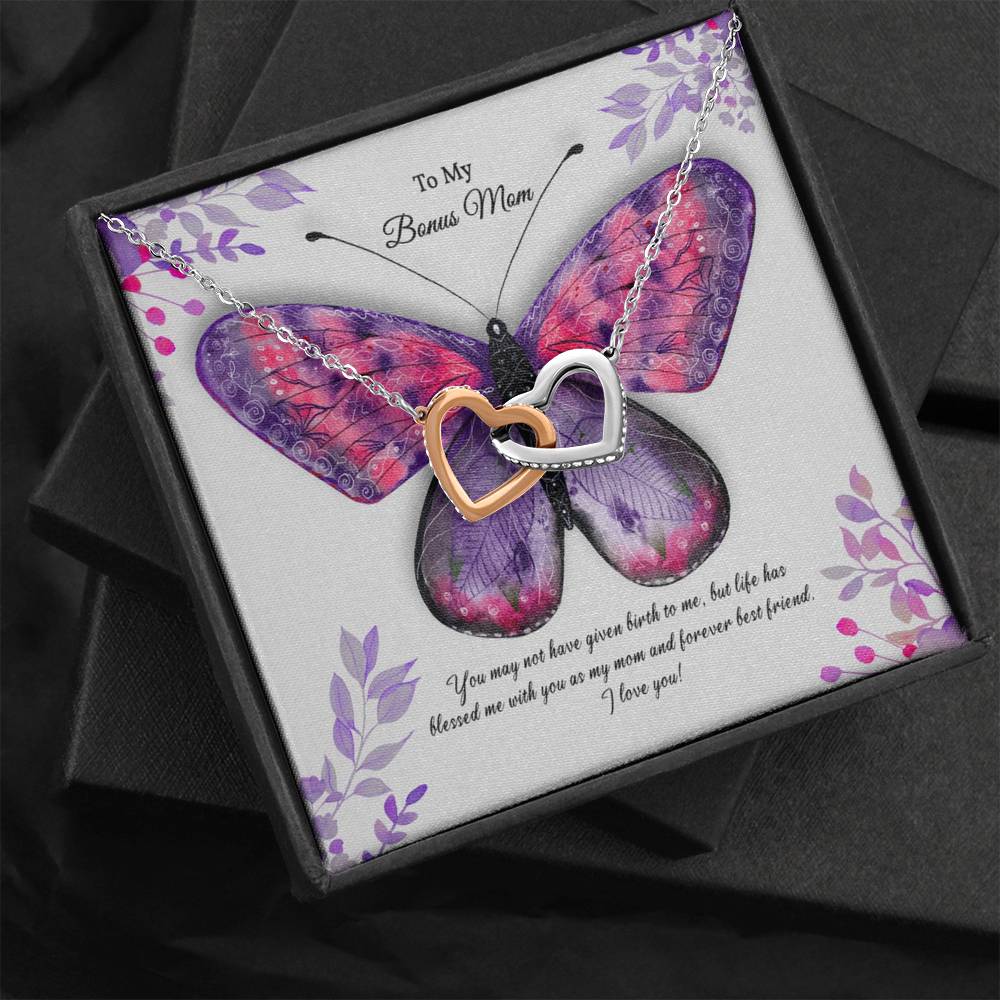 Stunning Two Hearts Necklace Gift for Bonus Mom