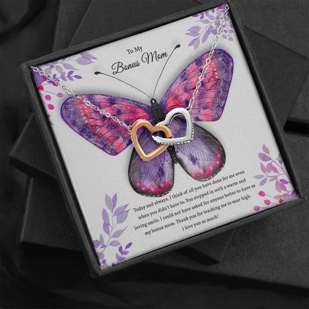 Stunning Two Hearts Necklace Gift for Bonus Mom