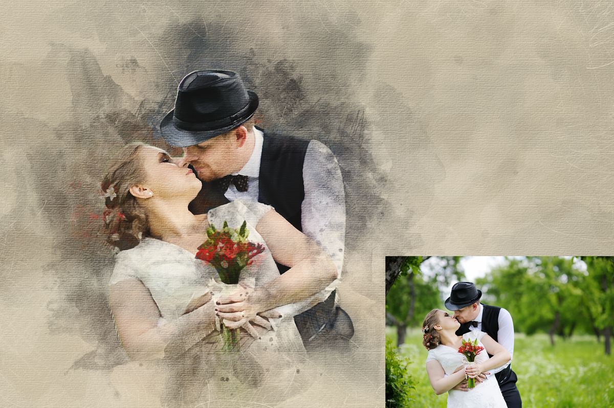 Personalized Digital Watercolor Portrait on Canvas