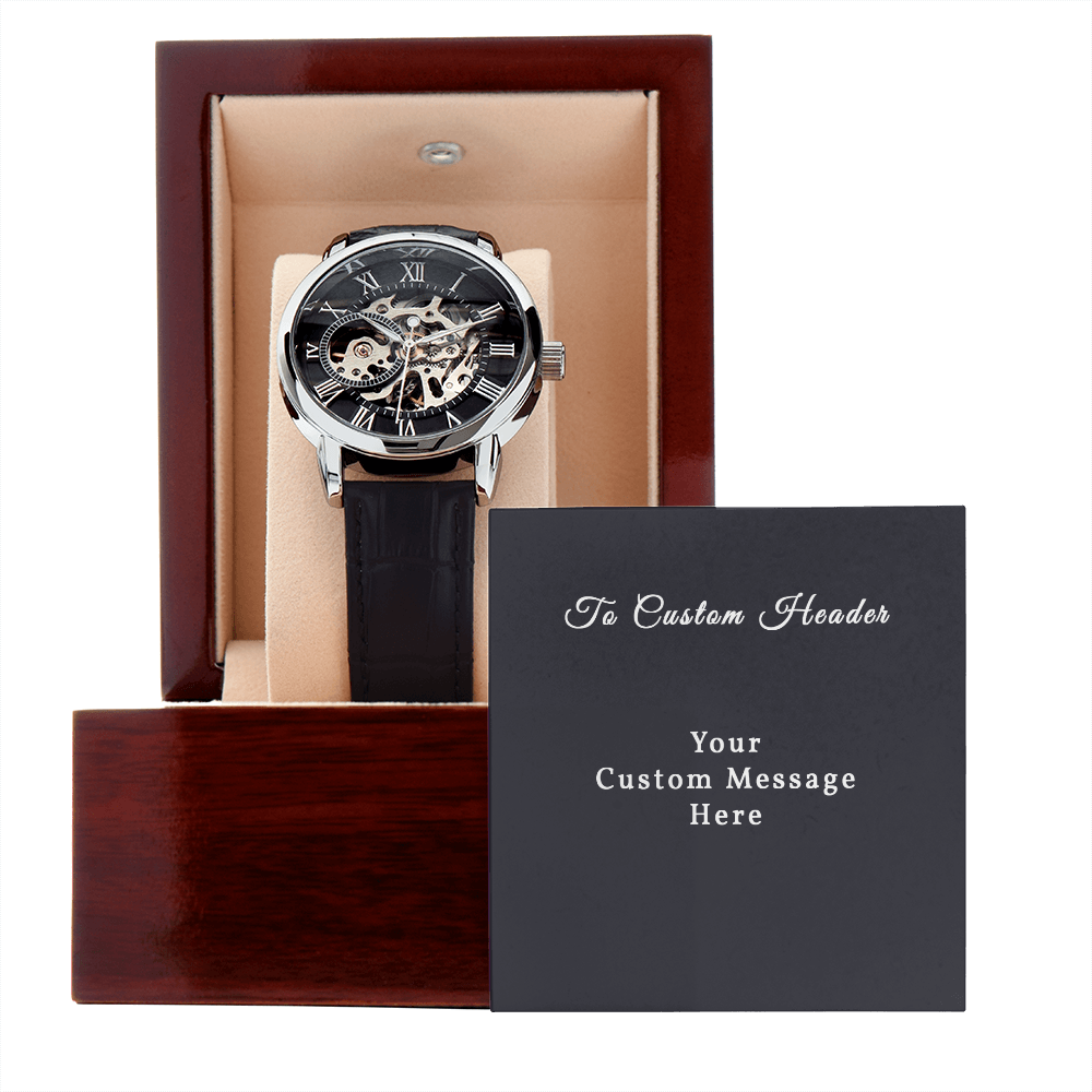 Men&#39;s Openwork Watch with Luxury Mahogany Box