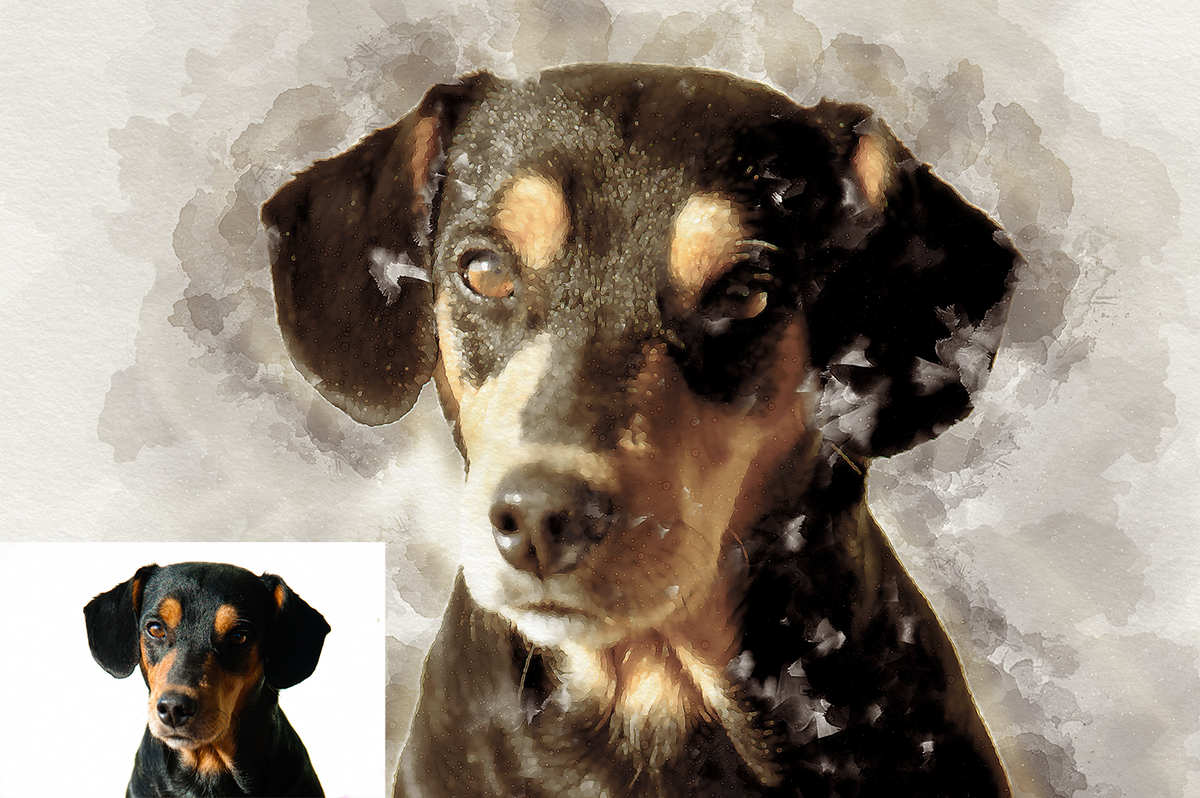Personalized Pet Digital Watercolor Portrait on Canvas
