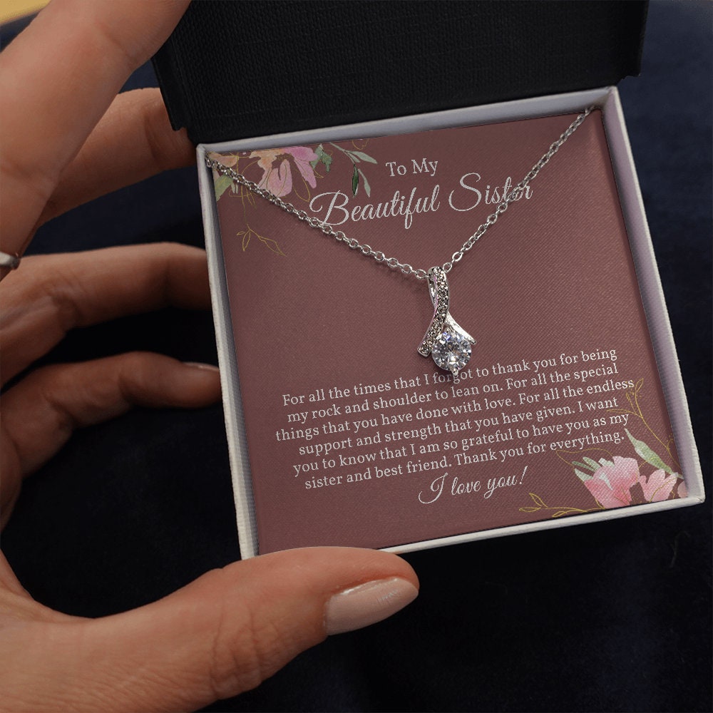 To My Beautiful Sister Necklace Gift