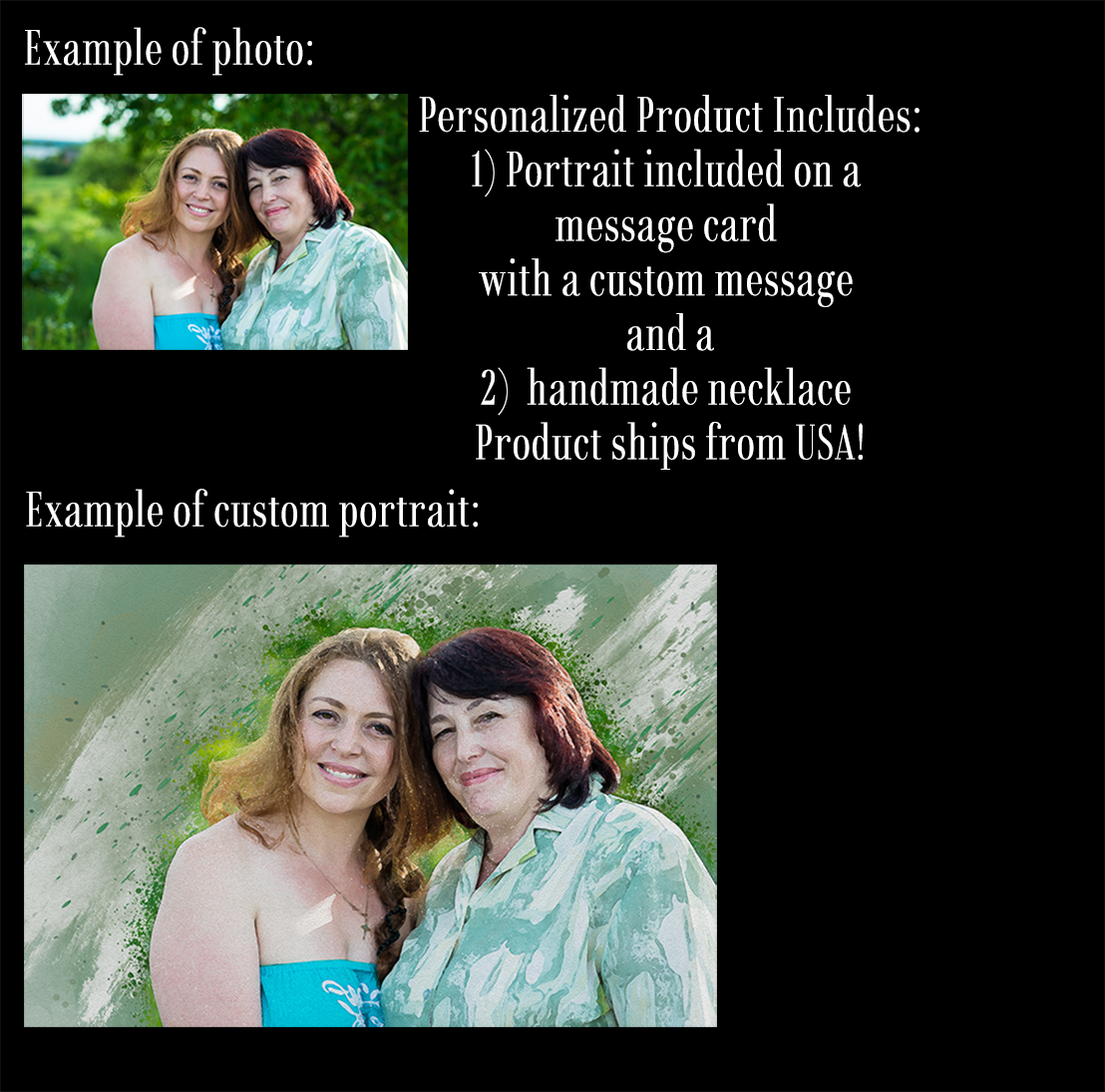 Stunning Alluring Beauty Necklace with a Personalized Portrait for Mom